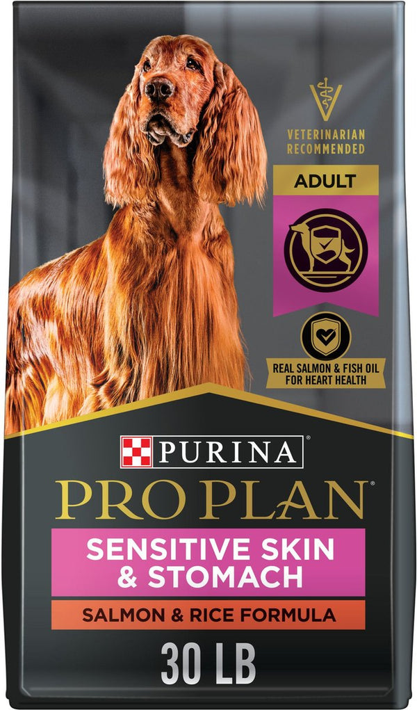 Purina Pro Plan Adult Sensitive Skin & Stomach Salmon & Rice Formula Dry Dog Food, 30 lbs