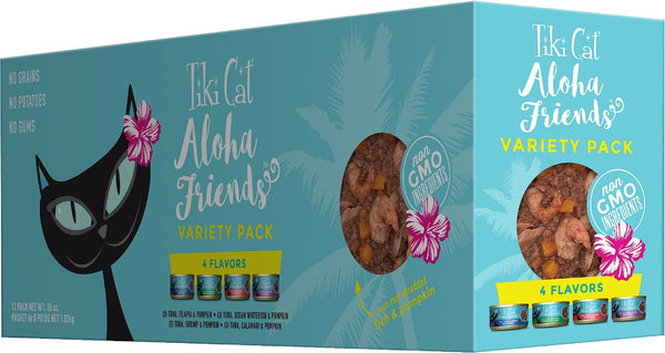 Tiki Cat Aloha Friends Variety Pack Grain-Free Wet Cat Food, 3 oz can, case of 12