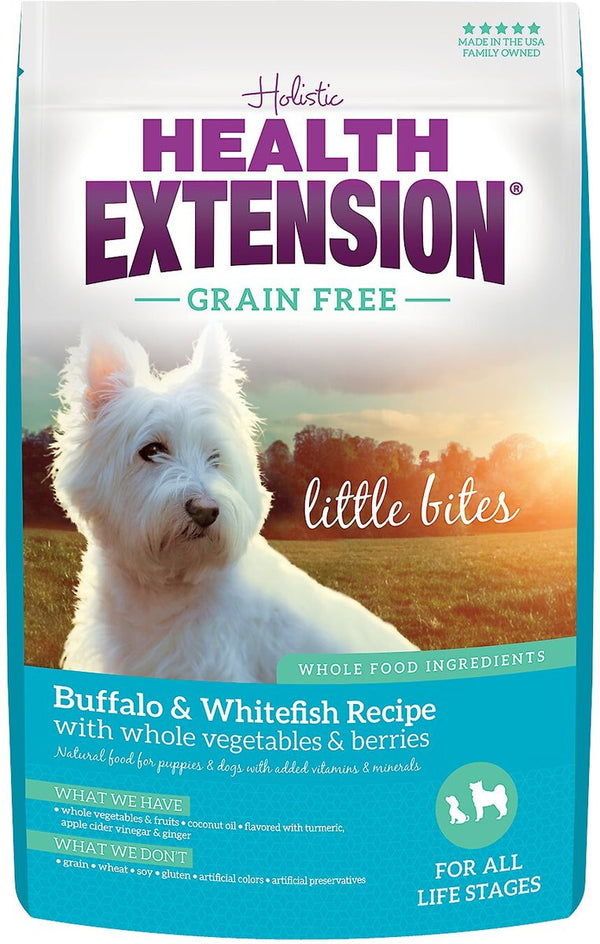 Health Extension Grain-Free Little Bites Buffalo & Whitefish Recipe Dry Dog Food, 10 lb