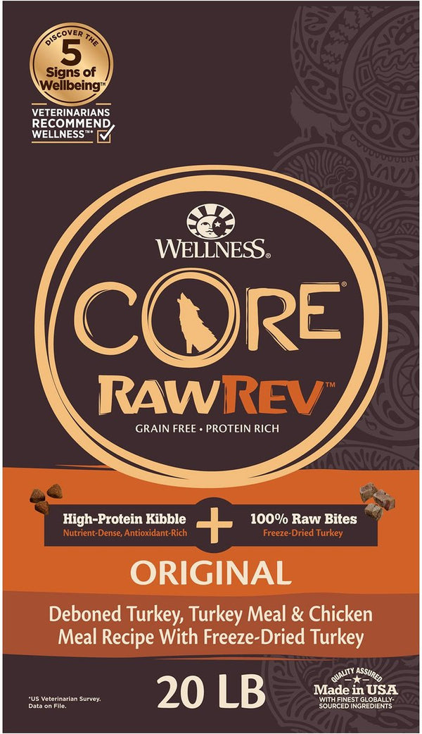 Wellness CORE RawRev Grain-Free Original Recipe with Freeze-Dried Turkey Dry Dog Food, 20 lbs