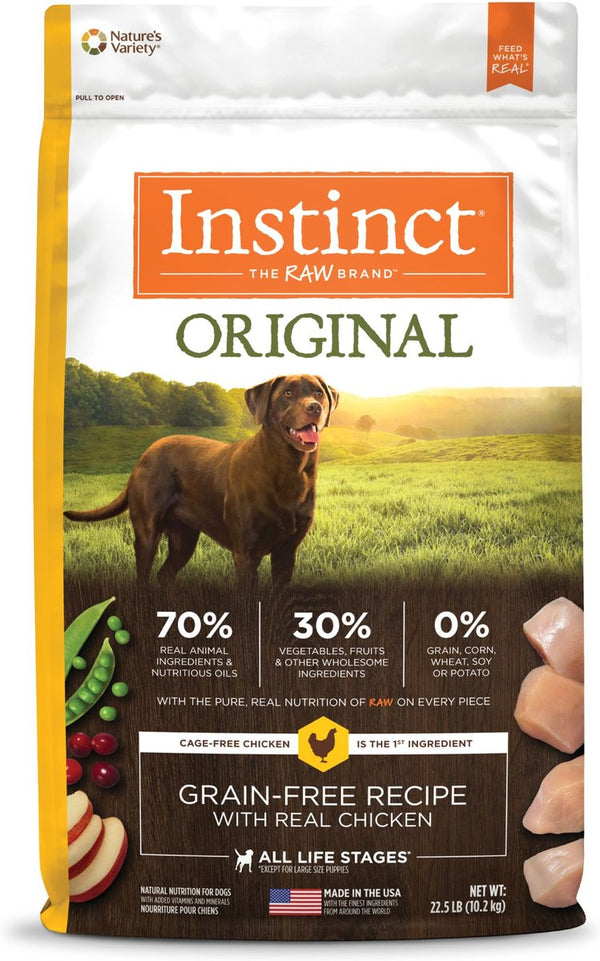 Instinct Original Grain-Free Recipe with Real Chicken Freeze-Dried Raw Coated Dry Dog Food, 22.5 lb