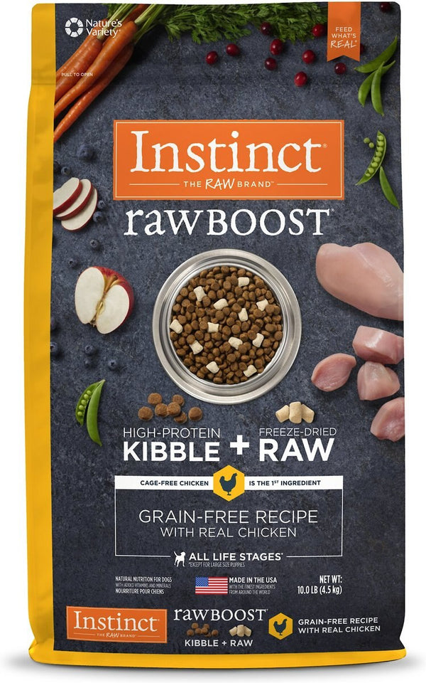 Instinct Raw Boost Grain-Free Recipe with Real Chicken & Freeze-Dried Raw Pieces Dry Dog Food, 10 lb