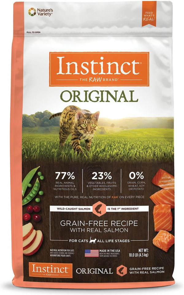 Instinct Original Grain-Free Recipe with Real Salmon Freeze-Dried Raw Coated Dry Cat Food, 10 lbs