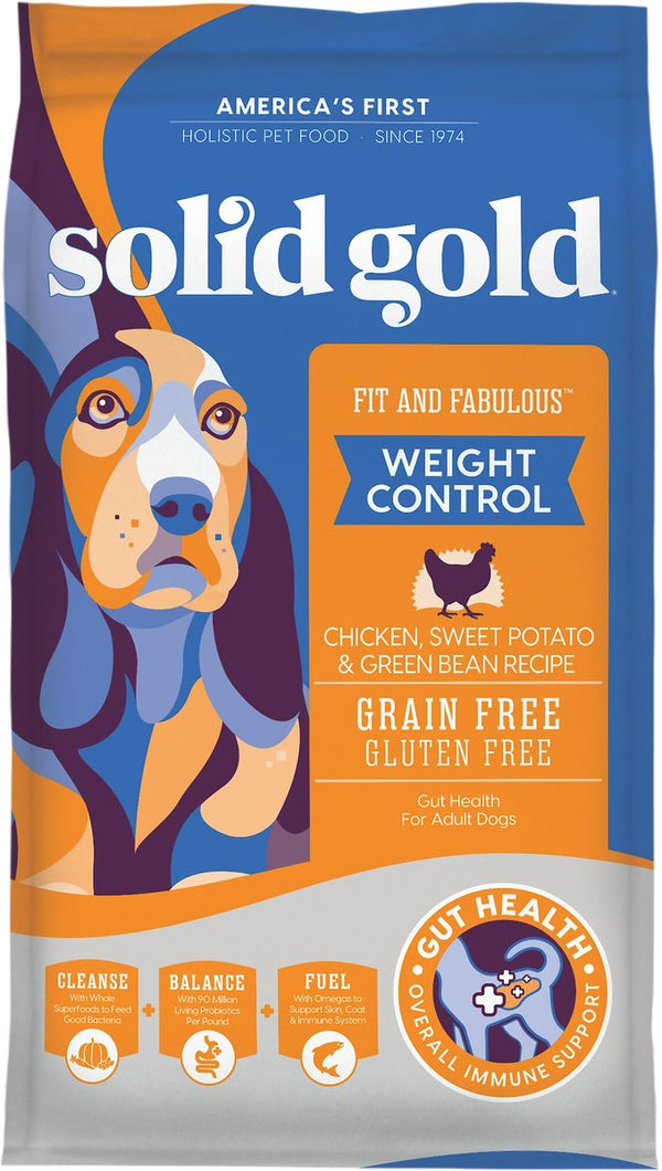 Solid Gold Fit & Fabulous Weight Control Grain-Free Chicken, Sweet Potato & Green Bean Dry Dog Food, 24 lb