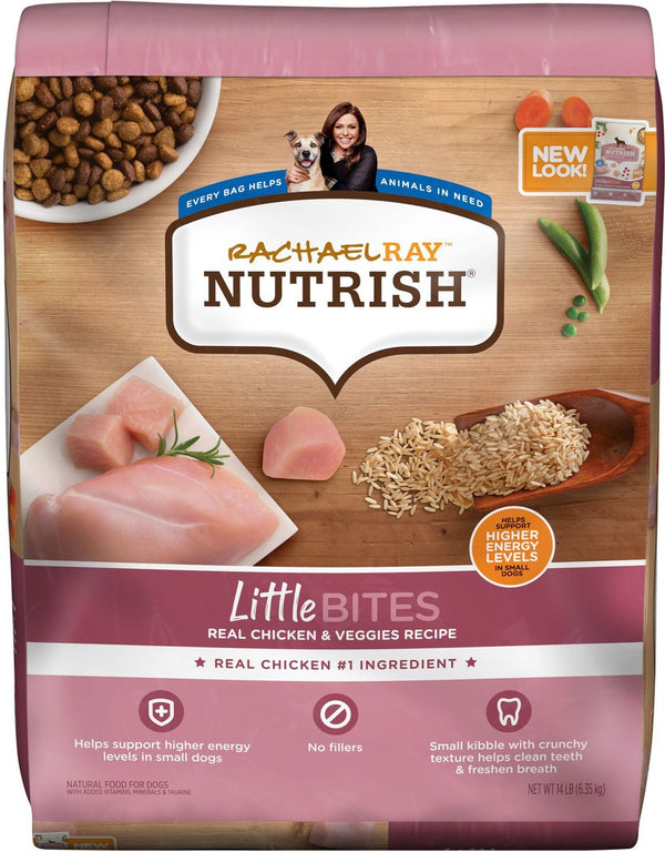 Rachael Ray Nutrish Little Bites Small Breed Real Chicken & Veggies Recipe Dry Dog Food, 14 lbs