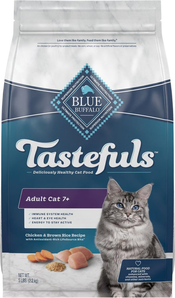 Blue Buffalo Tastefuls Adult 7+ Natural Dry Cat Food, Chicken 7lb bag https://a.co/d/aIyvzn6