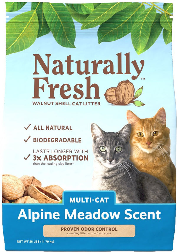 Naturally Fresh Alpine Meadow Scented Clumping Walnut Cat Litter, 26 lbs