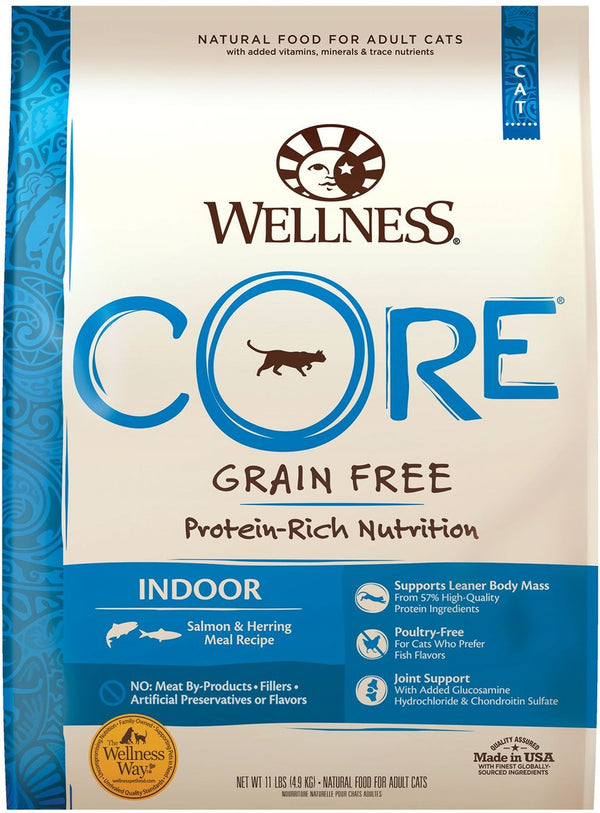 Wellness CORE Grain-Free Indoor Salmon & Herring Meal Recipe Dry Cat Food, 11 lbs