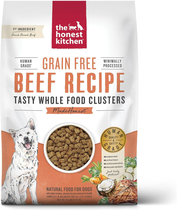 The Honest Kitchen Grain-Free Beef Whole Food Clusters Dry Dog Food, 20 lb