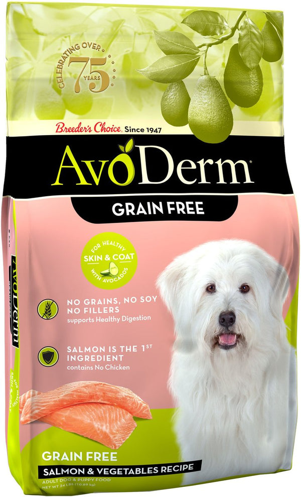 AvoDerm Natural Grain-Free Salmon & Vegetables Formula All Life Stages Dry Dog Food, 24 lbs