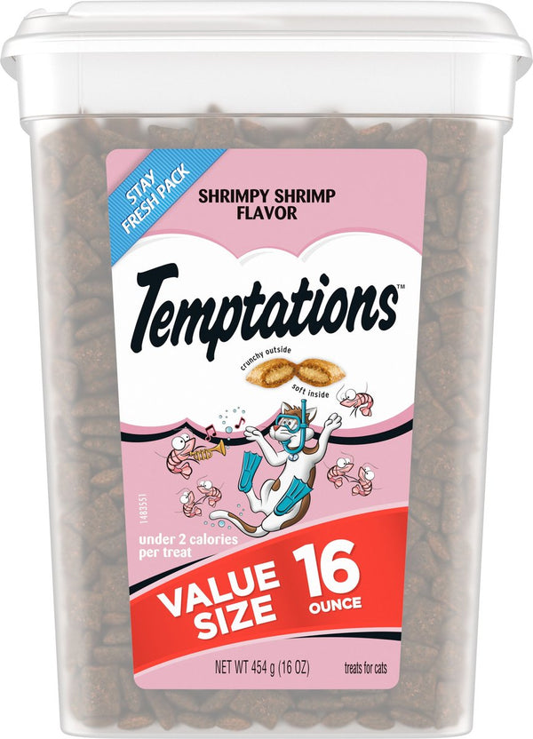 Temptations Classic Shrimpy Shrimp Flavor Soft & Crunchy Cat Treats, 16 oz. Tub