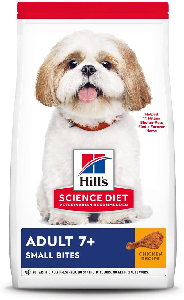 Hill's Science Diet Adult 7+ Small Bites Chicken Meal, Barley & Rice Recipe Dry Dog Food, 15 lb