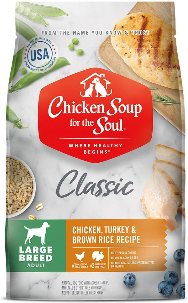 Chicken Soup for the Soul Large Breed Chicken, Turkey & Brown Rice Recipe Dry Dog Food, 28 lbs