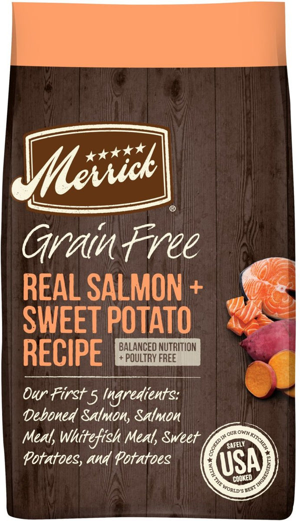 Merrick Grain-Free Chicken-Free Real Salmon & Sweet Potato Recipe Dry Dog Food, 22 lb