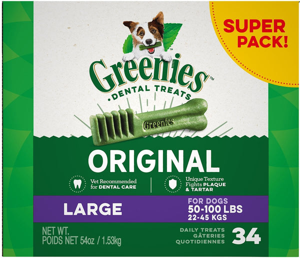 GREENIES Original Large Natural Dental Care Dog Treats, 54 oz Pack (34 Treats)