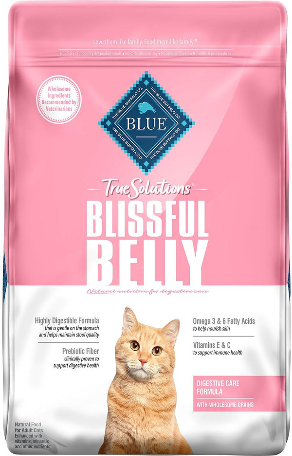 Blue Buffalo True Solutions Blissful Belly Digestive Care Formula Dry Cat Food, 11 lbs