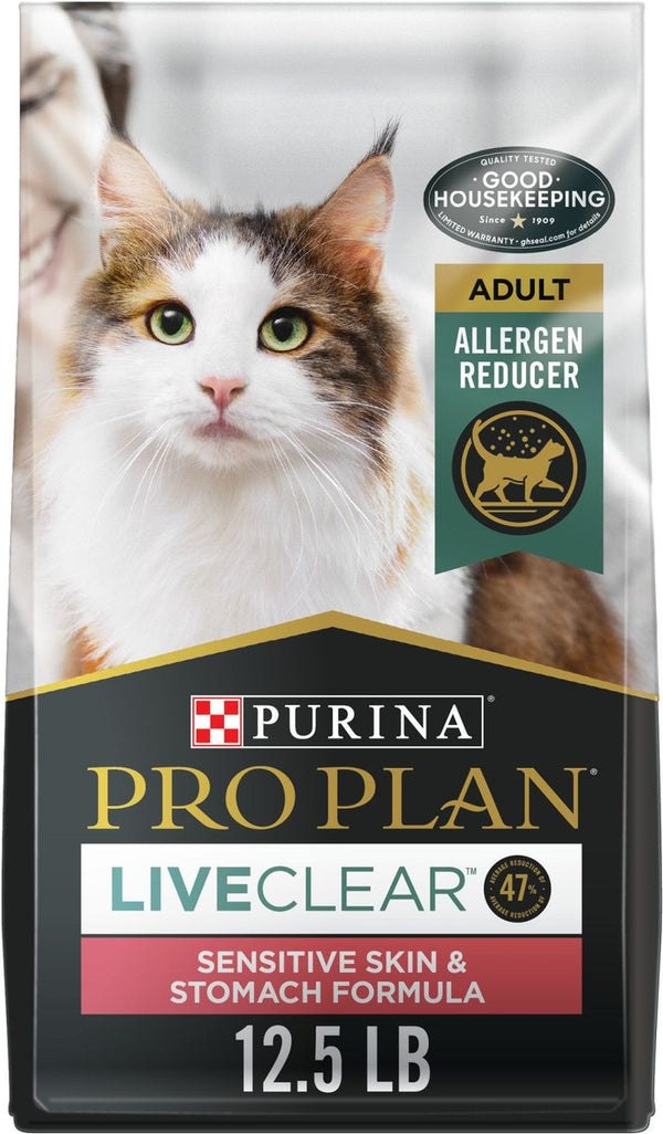 Purina Pro Plan LiveClear Sensitive Skin & Stomach Turkey & Oatmeal Formula Dry Cat Food, 12.5 lb