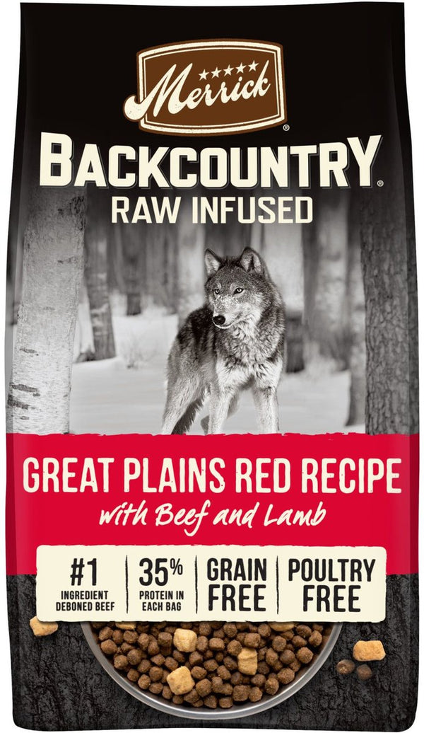 Merrick Backcountry Raw Infused Grain Free Great Plains Red Recipe Freeze Dried Dog Food, 20 lb