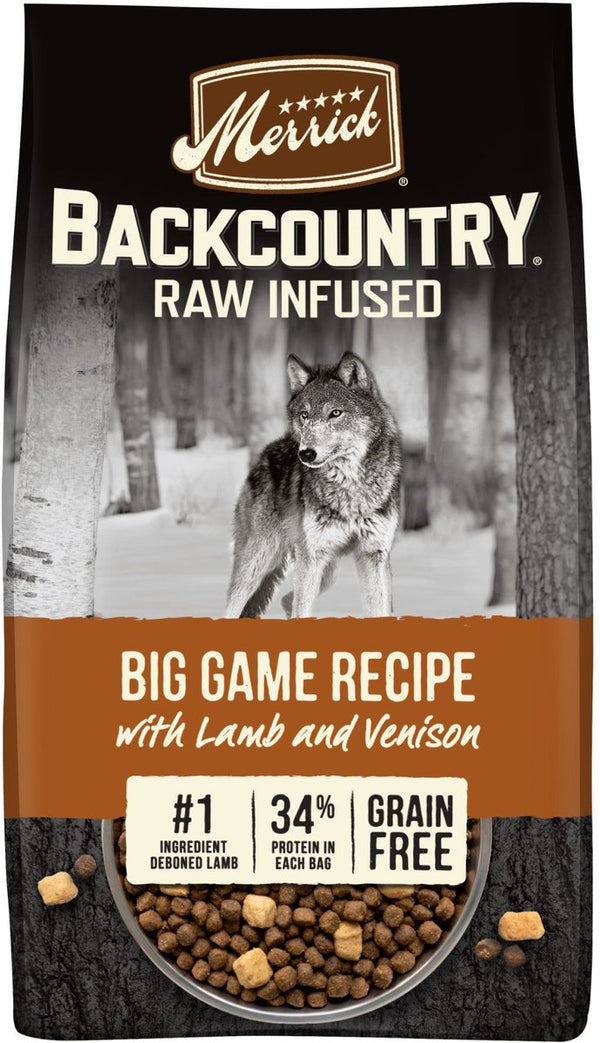 Merrick Backcountry Freeze-Dried Raw Grain-Free Big Game Recipe with Lamb, Wild Boar & Venison Dry Dog Food, 20 lbs