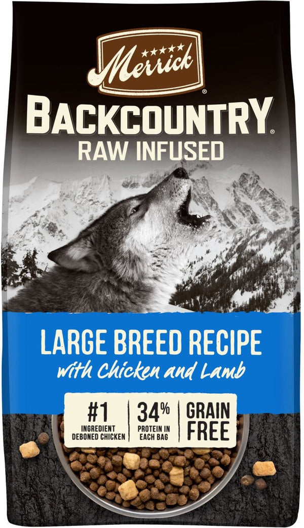 Merrick Backcountry Raw Infused Grain Free Large Breed Recipe Freeze Dried Dog Food, 20 lb