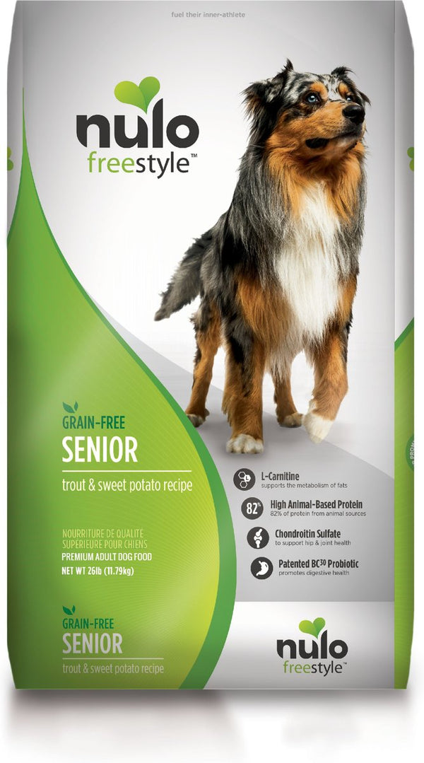 Nulo Freestyle Senior Grain-Free Trout & Sweet Potato Recipe Dry Dog Food, 26 lbs