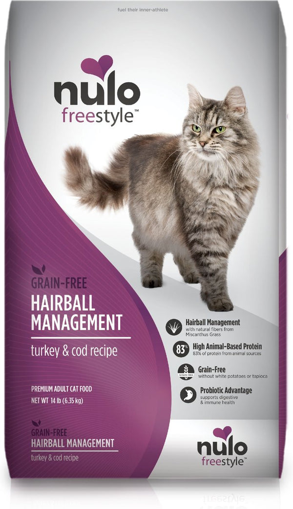 Nulo Freestyle Hairball Management Turkey & Cod Recipe Grain-Free Dry Cat Food, 22 lbs