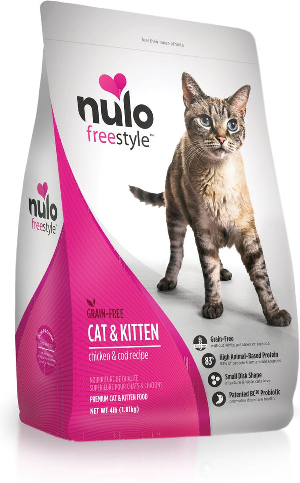 Nulo Freestyle Chicken & Cod Recipe Grain-Free Dry Cat & Kitten Food, 4 lbs