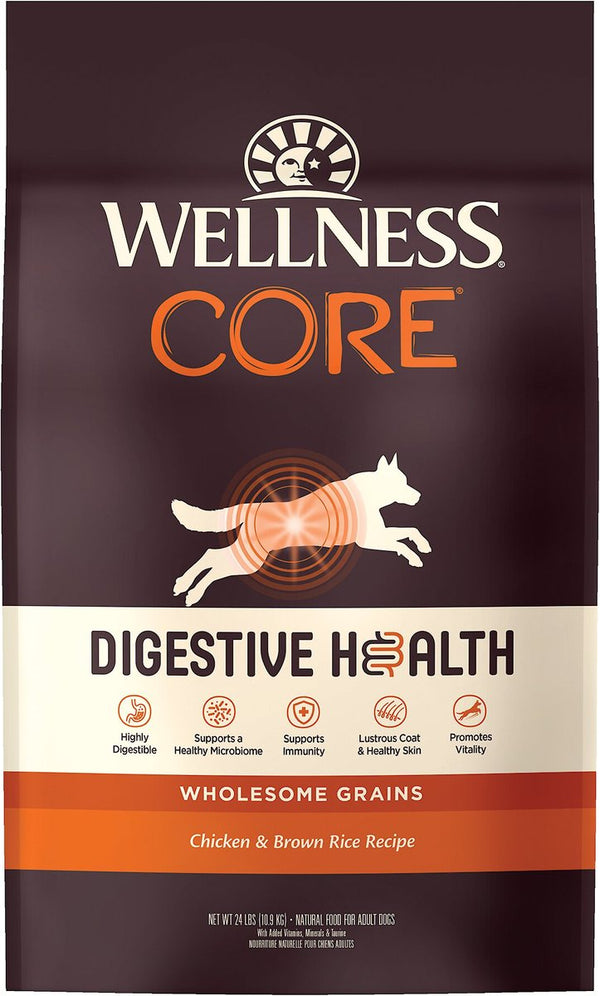 Wellness CORE Digestive Health Wholesome Grains Chicken & Brown Rice Recipe Dry Dog Food, 24 lbs