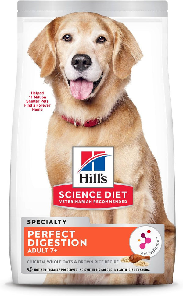 Hill's Science Diet Adult 7+ Perfect Digestion Chicken Dry Dog Food, 22 lbs