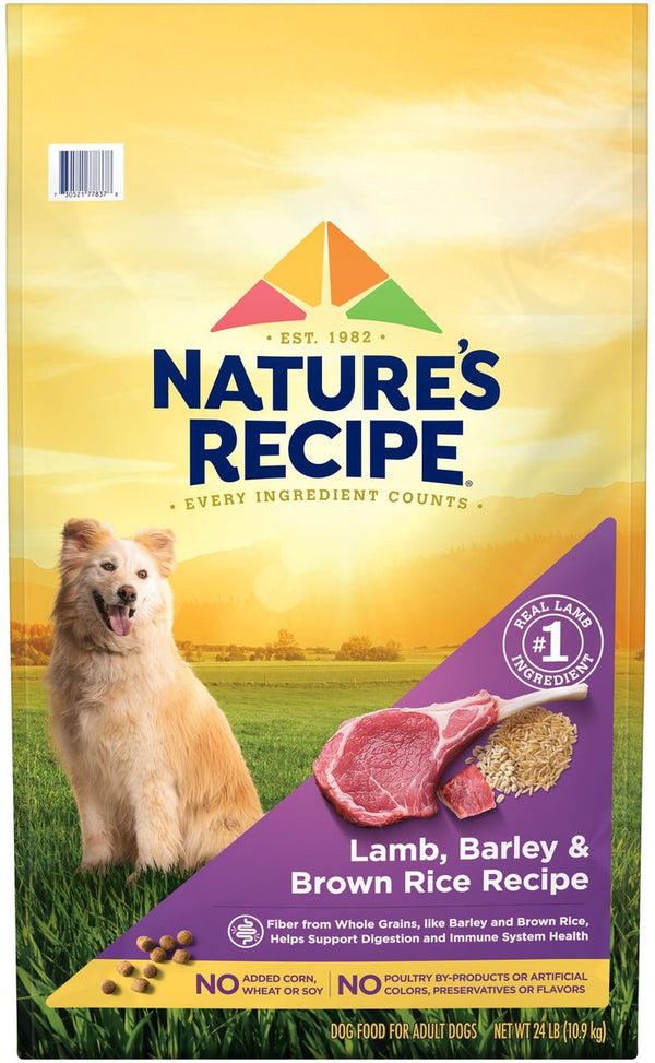 Nature's Recipe Adult Lamb, Barley & Brown Rice Recipe Dry Dog Food, 24 lbs