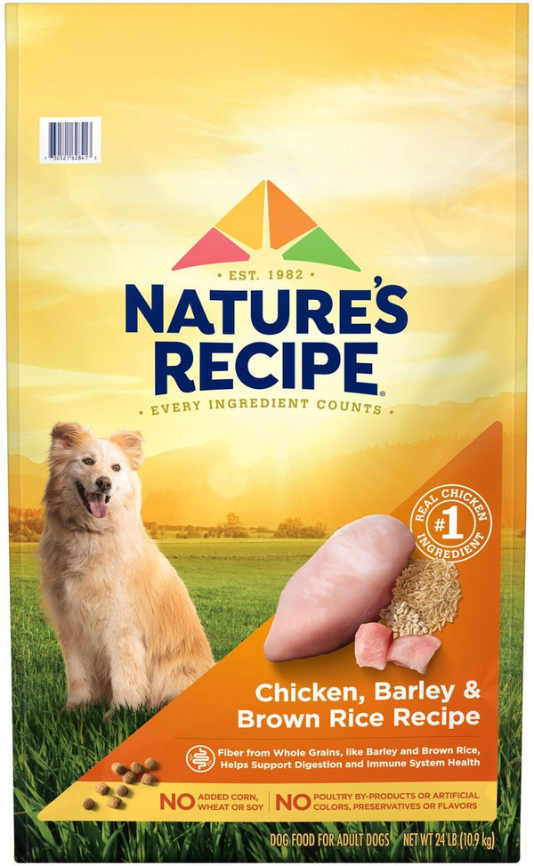 Nature's Recipe Adult Chicken, Barley & Brown Rice Recipe Dry Dog Food, 24 lbs