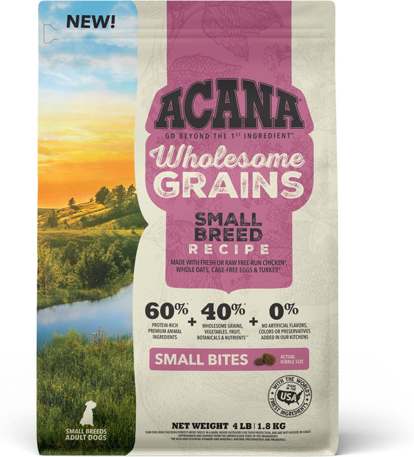 ACANA Wholesome Grains Small Breed Recipe Dry Dog Food, 28 lb Box (4 lb bag x 7 bags)