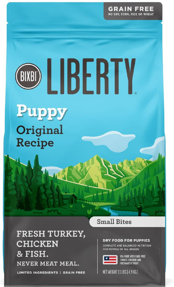 BIXBI Liberty Puppy Original Recipe Fresh Turkey, Chicken & Fish Dry Dog Food, 11 lbs