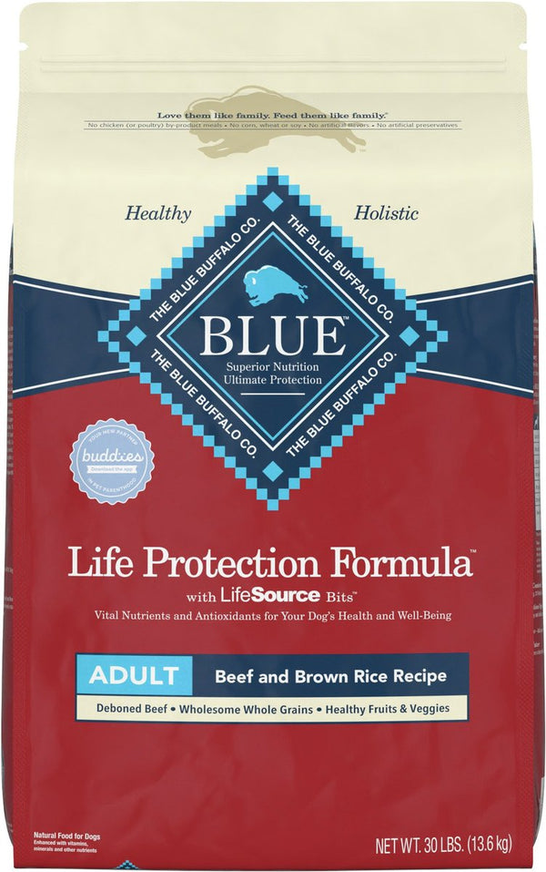 Blue Buffalo Life Protection Formula Adult Beef & Brown Rice Recipe Dry Dog Food, 30 lbs