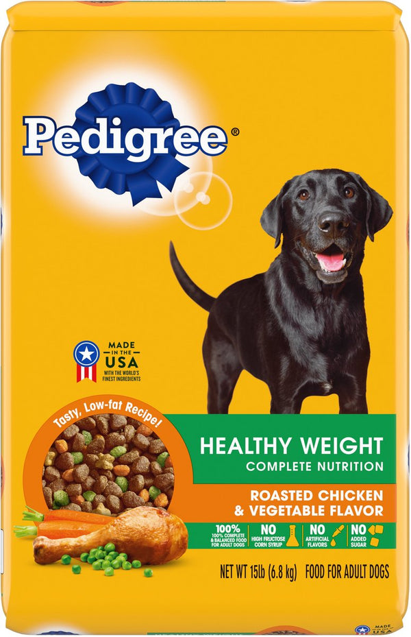 Pedigree Healthy Weight Adult Dry Dog Food Roasted Chicken & Vegetable Flavor Dog Kibble, 14 lbs