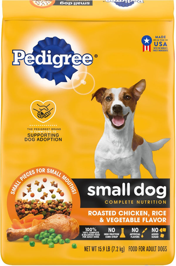 Pedigree Small Dog Complete Nutrition Roasted Chicken, Rice & Vegetable Flavor Small Breed Dry Dog Food, 14 lbs