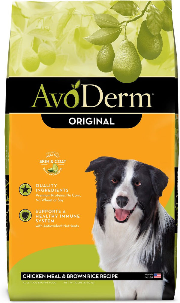 AvoDerm Original Chicken Meal & Brown Rice Recipe Adult Dry Dog Food, 30 lbs