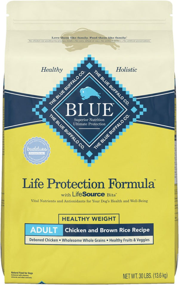 Blue Buffalo Life Protection Formula Healthy Weight Adult Chicken & Brown Rice Recipe Dry Dog Food, 30 lbs