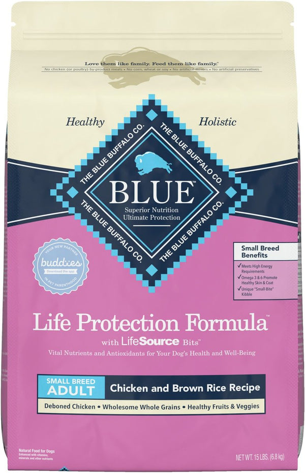 Blue Buffalo Life Protection Formula Small Breed Adult Chicken & Brown Rice Recipe Dry Dog Food, 15 lbs