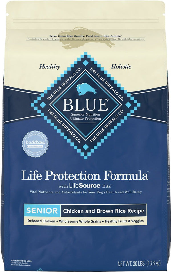 Blue Buffalo Life Protection Formula Senior Chicken & Brown Rice Recipe Dry Dog Food, 30 lb