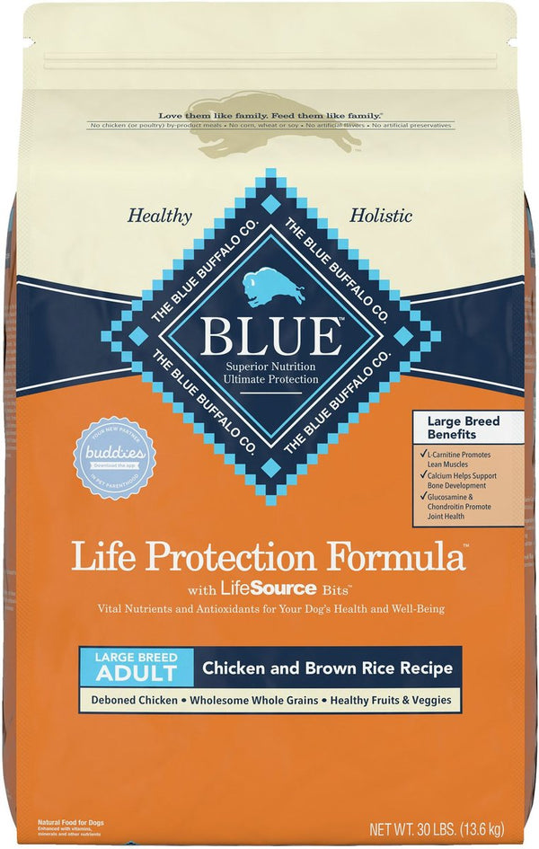 Blue Buffalo Life Protection Formula Large Breed Adult Chicken & Brown Rice Recipe Dry Dog Food, 30 lbs