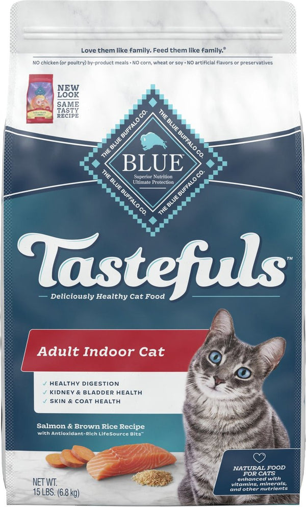 Blue Buffalo Tastefuls Indoor Natural Salmon & Brown Rice Adult Dry Cat Food, 15 lbs