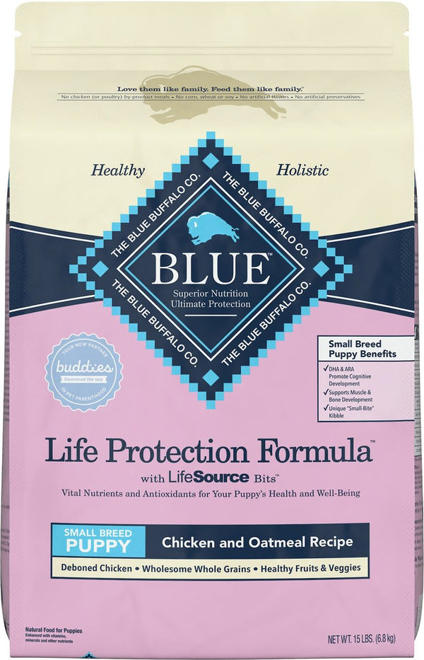 Blue Buffalo Life Protection Formula Small Breed Puppy Chicken & Oatmeal Recipe Dry Dog Food, 15 lbs