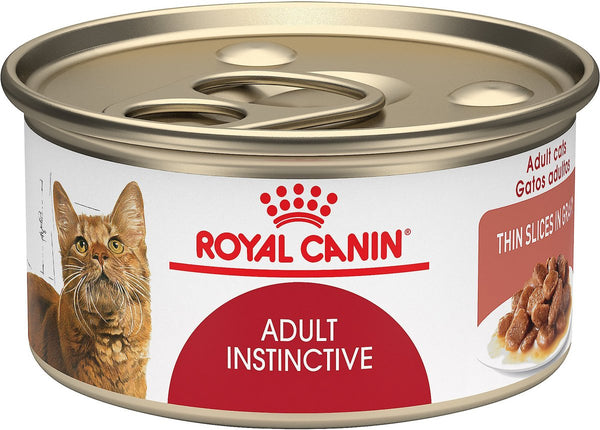 Royal Canin Feline Health Nutrition Adult Instinctive Thin Slices in Gravy Canned Cat Food 3 oz can, pack of 24