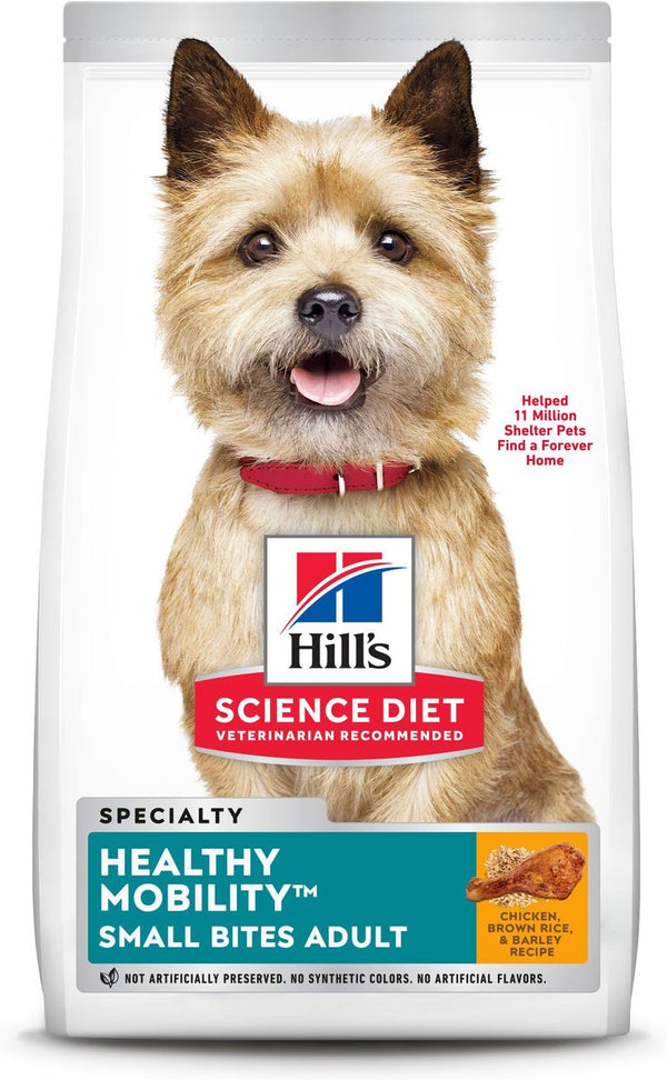 Hill's Science Diet Adult Healthy Mobility Small Bites Chicken Meal, Brown Rice & Barley Recipe Dry Dog Food, 15.5 lbs