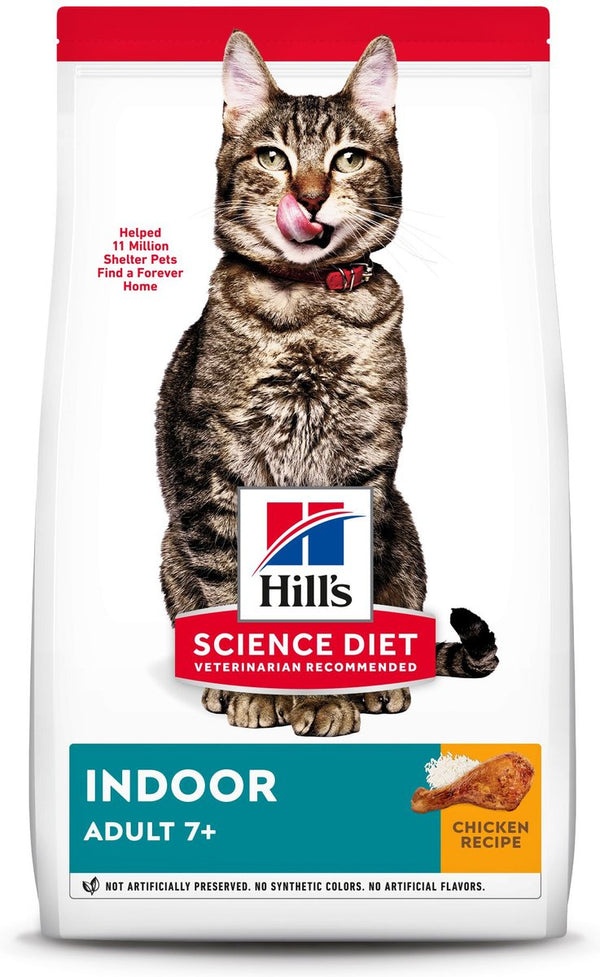 Hill's Science Diet Adult 7+ Indoor Chicken Recipe Dry Cat Food, 15.5 lbs