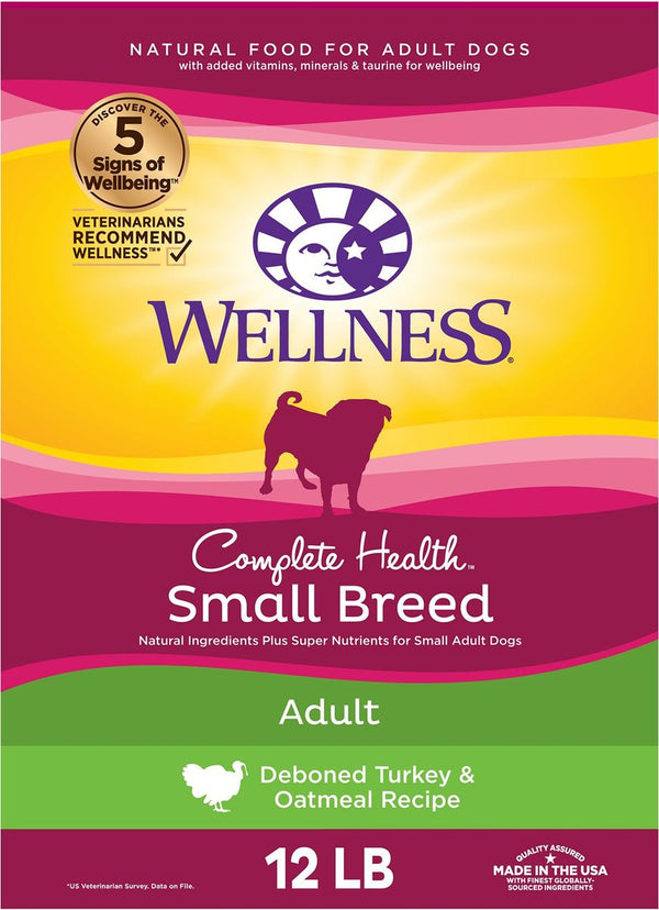 Wellness Small Breed Complete Health Adult Turkey & Oatmeal Recipe Dry Dog Food, 12 lb