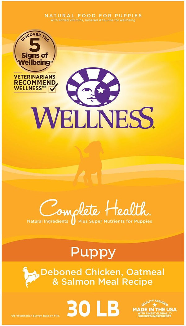 Wellness Complete Health Puppy Deboned Chicken, Oatmeal & Salmon Meal Recipe Dry Dog Food, 30 lb