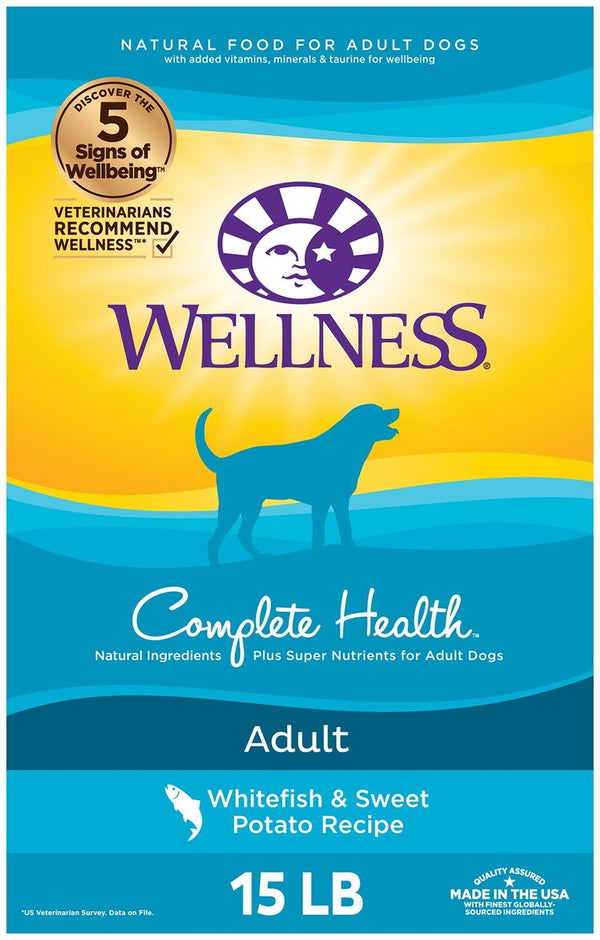 Wellness Complete Health Adult Whitefish & Sweet Potato Recipe Dry Dog Food, 15 lbs