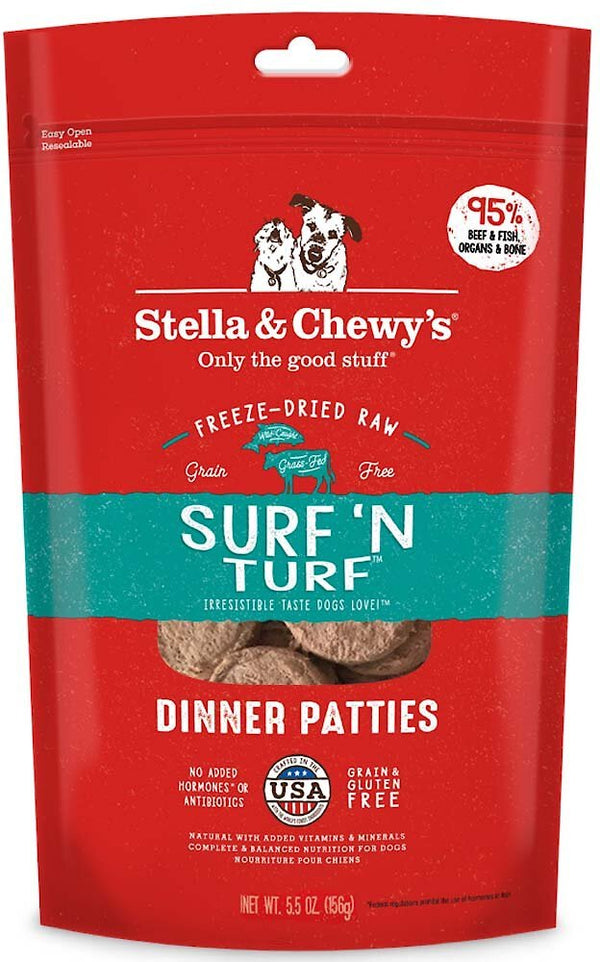 Stella & Chewy's Surf 'N Turf Dinner Patties Freeze-Dried Raw Dog Food, 14 oz